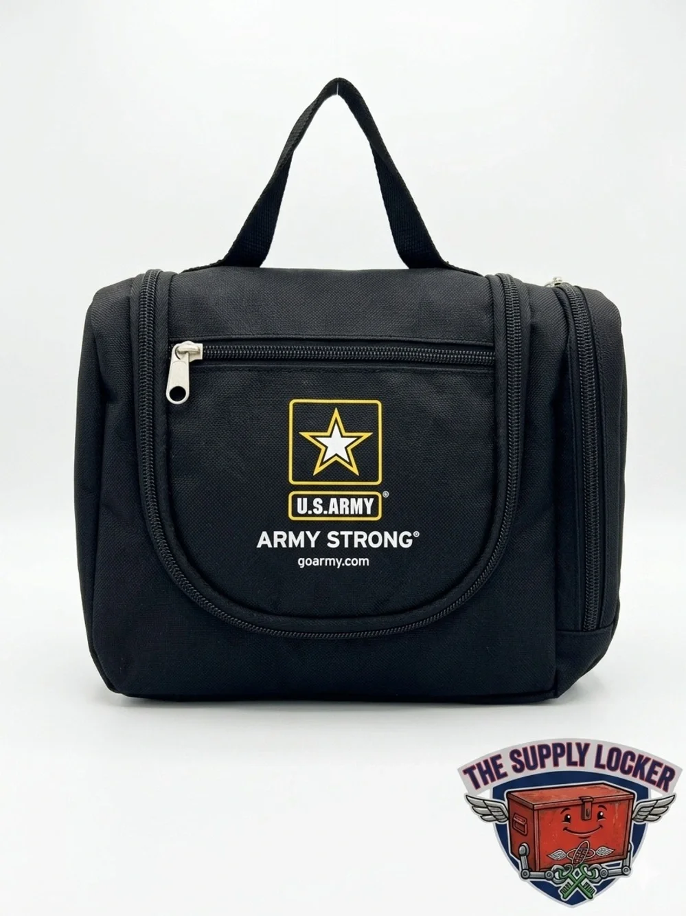 U.S. Army Army Strong Hanging Travel Toiletry Bag Black NWOT Military